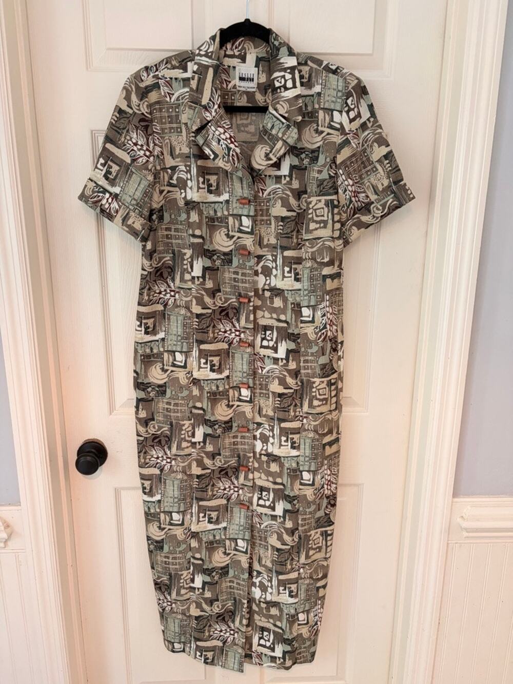 Vintage Leslie Fay 90s Y2K Abstract Maxi Dress Size 14